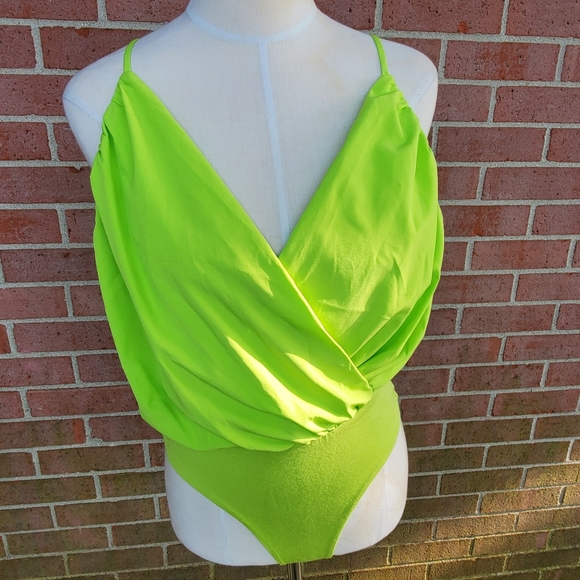 V- Neck Bodysuit Green Size S - Picture 2 of 9